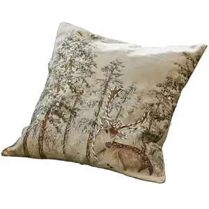 LOBERON Housse de coussin Valoisin, crème/marron (40 x 40cm)