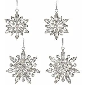 LOBERON Lot de 4 décorations de Noël Orvalie, argenté (9 x 0.5cm) pas cher