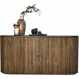 LOBERON Buffet bas Sylmarié, marron/noir (50 x 180 x 85.5cm) pas cher