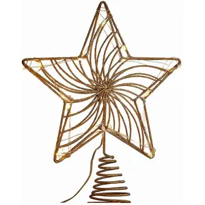 LOBERON Décoration de sapin LED Pivion, or (20 x 5 x 25cm) pas cher