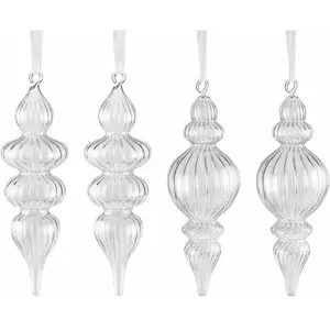 Comparateur de prix : Loberon Lot de 4 décorations de Noël Diorise, transparent (24cm)