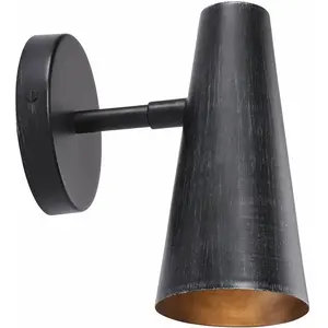 LOBERON Lampe murale Arezzono, noir vieilli (16 x 10 x 17cm) pas cher