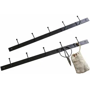 LOBERON Lot de 2 patères Arezzono, noir vieilli (4 x 63 x 6cm)Vendu parloberon