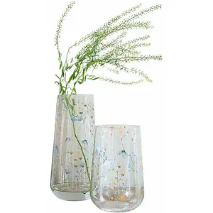LOBERON Lot de 2 vases Nervila, transparent/multicolore (35.5cm)