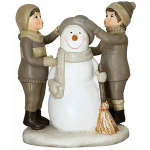 LOBERON Figurine décorative Elvirette, blanc/gris (13 x 8 x 16cm) pas cher