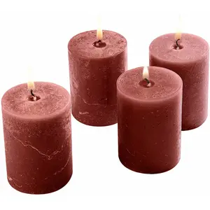 LOBERON Lot de 4 bougies Virrans, rouge rouille (8cm) pas cher