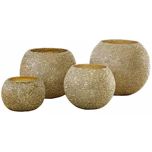 LOBERON Lot de 4 photophores Tareena, argenté/doré (12cm)