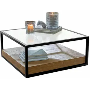 Comparateur de prix : LOBERON Table basse Westvale, marron/noir (80 x 80 x 40cm)