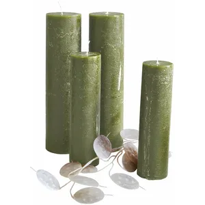 LOBERON Lot de 4 bougies Avinal, vert (20cm) pas cher