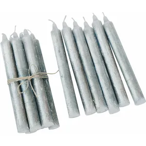 LOBERON Lot de 12 bougies Bauceau, argenté (20cm) pas cher
