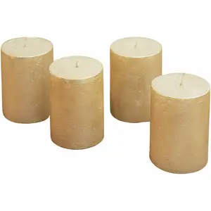 LOBERON Lot de 4 bougies Virrans, or (8cm) pas cher