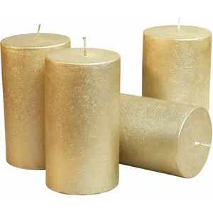 LOBERON Lot de 4 bougies Braga, or (13cm) pas cher