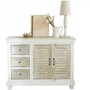LOBERON Commode Nevellique, blanc vieilli/marron vieilli (25 x 121 x 92cm)Vendu paramazon