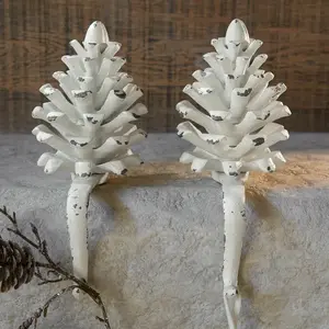 LOBERON Lot de 2 pommes de pin en métal Firenza pas cher