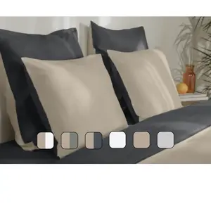 Emma 2 taies d'oreiller 100% Coton 65x65 - Réversible Vert & Beige pas cher
