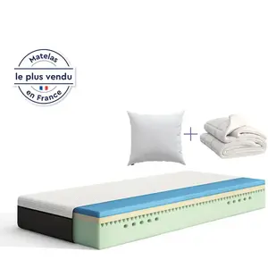 EMMA Pack Matelas Mémoire de forme et Couette et Oreiller Nuage 90x190 pas cher
