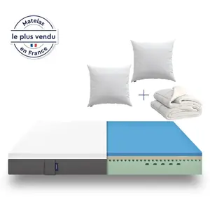 EMMA Pack Matelas Mémoire de forme et Couette et Oreiller Nuage 160x200 pas cher