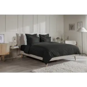 Housse de couette Satin de coton Emma 140x200 - Teracotta & Gris clair pas cher