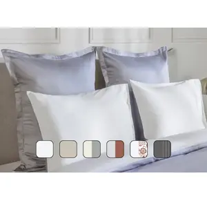 Emma 2 taies d'oreiller 100% Satin de Coton 65x65 - Réversible Gris fo... pas cher