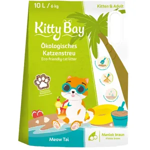 Litière KittyBay Meow Tai manioc marron pour chat - 10 l (6 kg) pas cher