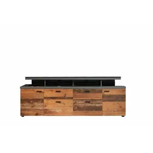 Comparateur de prix : Meuble TV bois effet vieilli et gris mat Kolz 180 cm-