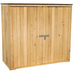 WilTec Armoire de jardin en bois peint naturel 2 portes 136x58x127cm armoire ... pas cher