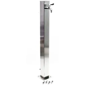 WILTEC Colonne d’eau Acier inoxydable 95 cm Forme Carrée avec Robinet d’eau & Raccord Résistant au UV Gel