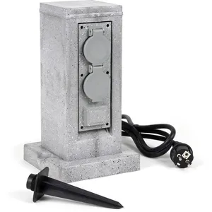 XPOTOOL Colonne de prises quadruple Aspect de granit, IP44, Prise extérieure avec Câble de 1,5 m et Piquet pas cher