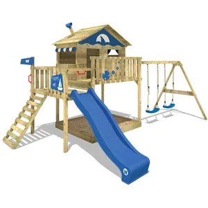WICKEY Aire de jeux Portique bois Smart Coast avec balançoire et tobog...Vendu parkaufland