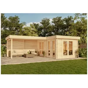 Abri de jardin à toit plat Quinta ISO Alpholz 5x7m naturel 44mm 37m²Vendu paramazon