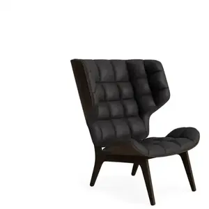 Fauteuil en chêne fumé et rembourrage en cuir anthracite Mammoth - NORR11