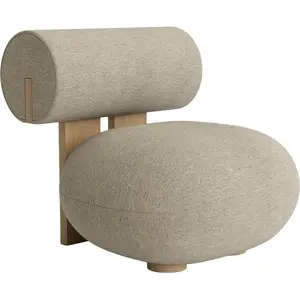 NORR11 Fauteuil en chêne naturel et rembourrage en tissu bouclé Barnum Col 3 Hippo Lounge -