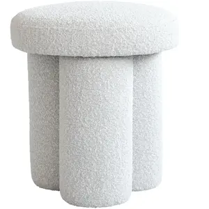 101 COPENHAGEN - Tabouret rembourré Big Foot - Blanc - Tissu bouclé - ... pas cher