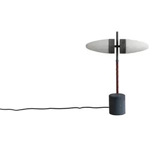 101 Copenhagen BULL-Lampe à poser 2 lumières Marble/Verre/Cuir H50cm pas cher