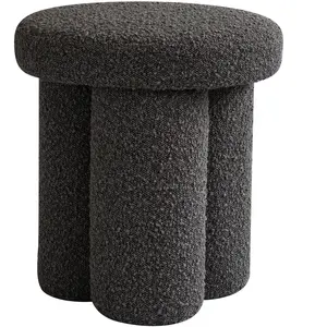 101 COPENHAGEN - Tabouret rembourré Big Foot - Marron - Tissu bouclé -... pas cher
