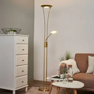 Lindby Lampadaire à éclairage indirect LED, hauteur 180 cm, laiton, intensitéVendu parluminaire