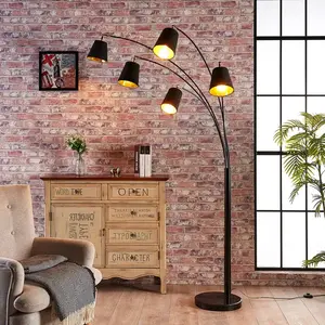 Lindby - Lampadaire Tissu 'Tinne' en textile pour salon & salle à manger pas cher