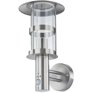 LAMPENWELT Lindby Applique d'extérieur Noemi, détecteur, gris, acier inoxydable, 34 cm pas cher