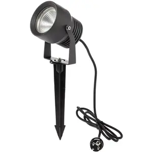 Comparateur de prix : Lucande Projecteur d'extérieur LED Irina, piquet de terre, fiche, gris, métal