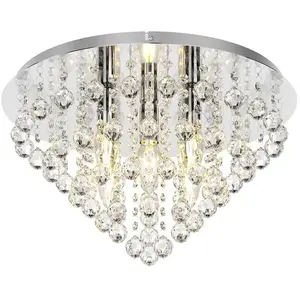 Lindby Plafonnier étincelant Annica avec plaque en chrome pas cher