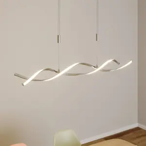 LAMPENWELT Lindby Suspension LED Auron, couleur nickel, métal, intensité variable