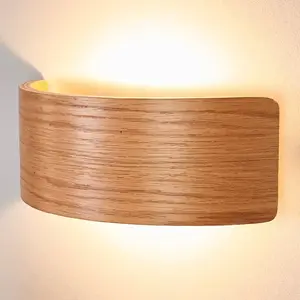 LAMPENWELT Lindby - led Applique 'Rafailia' en bois pour salon & salle à manger pas cher