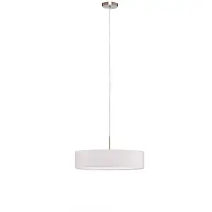 Suspension Lindby Sebatin, Ø 50 cm, blanc, tissu, E27 pas cher