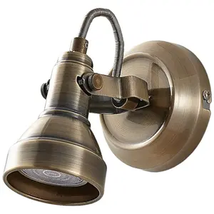 Lindby spot mural Perseas, laiton vieilli, métal, 16 cm, GU10