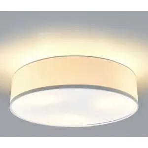 Lindby plafonnier Sebatin, Ø 50 cm, crème, tissu, E27 pas cher