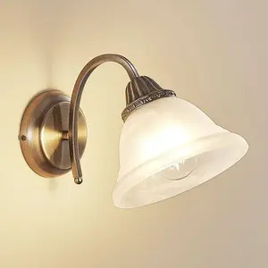 Applique murale Lindby Mialina, 20 cm, laiton vieilli, métal, verre pas cher