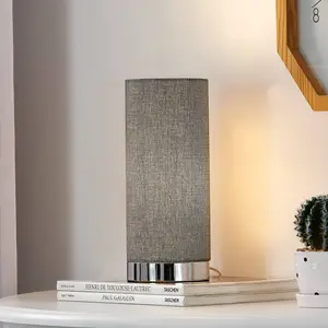Lindby Lampe à poser grise Ronja avec pied chromé pas cher