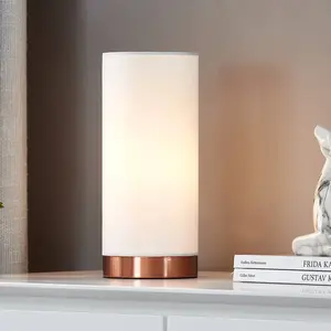 Lindby Lampe à poser blanche Ronja à pied couleur cuivre pas cher
