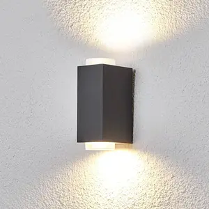 Comparateur de prix : Lindby Applique d'extérieur Jovan à 2 lampes, gris foncé