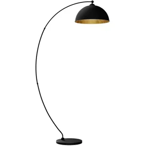 Comparateur de prix : Lampadaire arqué Jonera de Lindby, noir, métal, E27, hauteur 185 cm